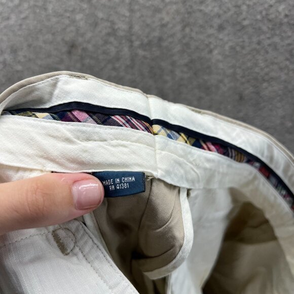 Vintage Polo Ralph Lauren Shorts Mens 34 Beige Chino Flat Front Tan Khaki Cotton - Picture 6 of 12